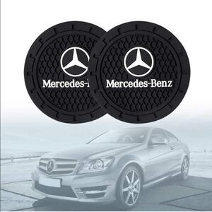 Mercedes Benz cup Coasters in black. Set of 2 NWT